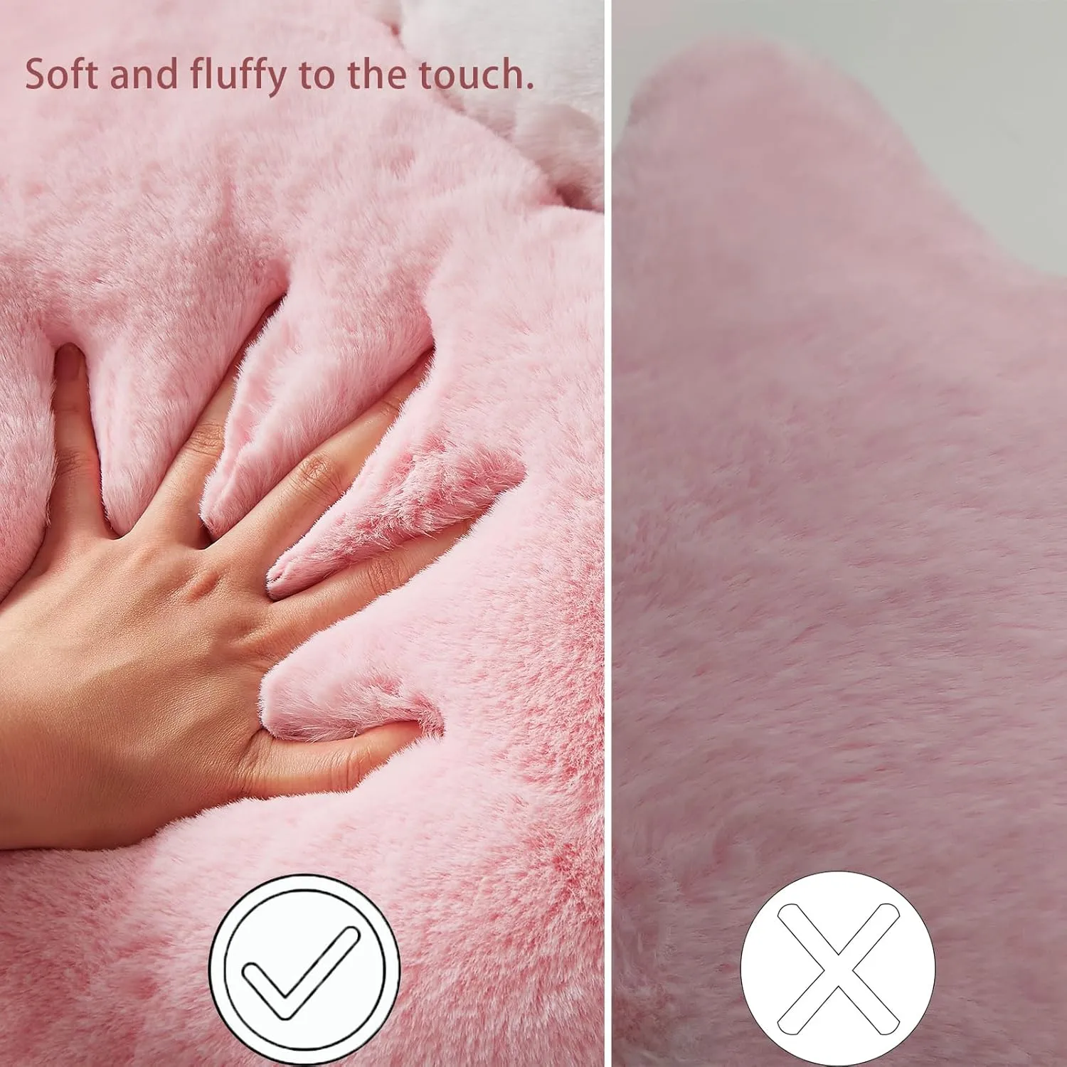 YRXRUS Cloud Pillows, Pink Cloud Shaped Pillow, Decorative Throw Pillow Gifts, Cute Plush Room Decor, Fluffy Faux Rabbit Fur 9.5"x16" Pillows for Living Bedroom Kids Room