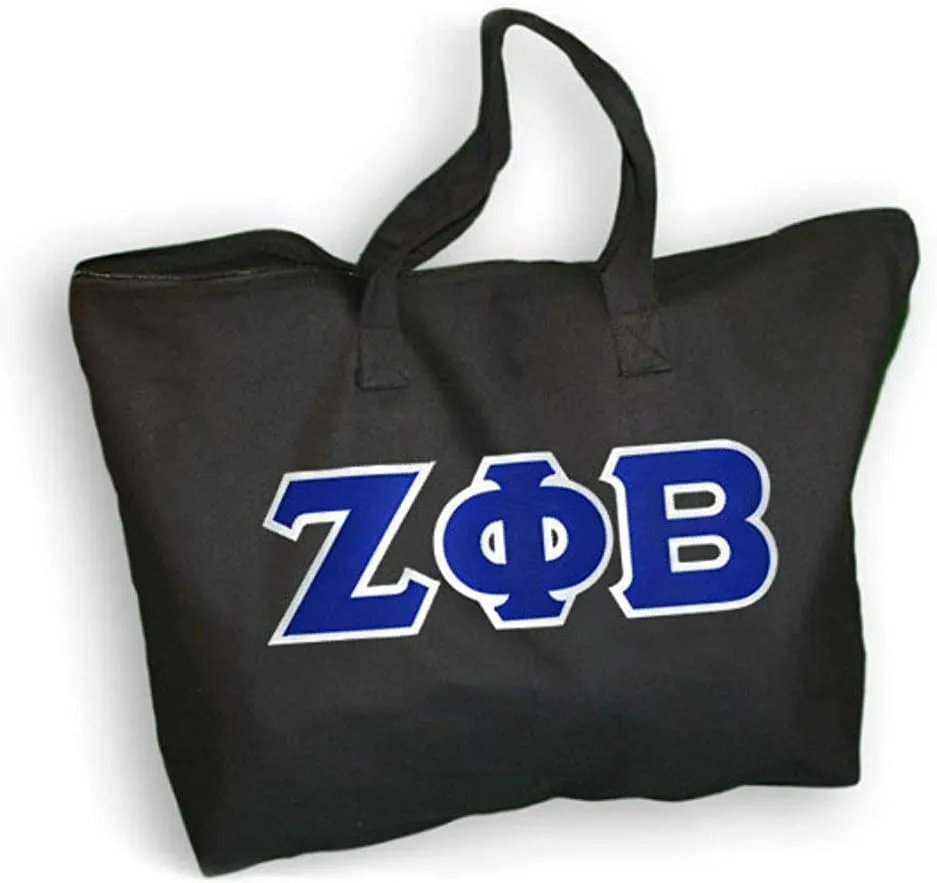 Zeta Phi Beta Sorority Lettered Canvas Tote Bag
