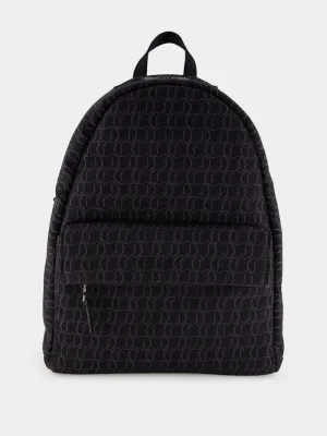 Zip N Flap Logo Jacquard Backpack