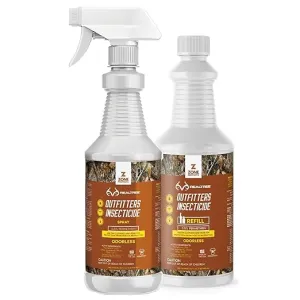 Zone Realtree Outfitters Permethrin Insecticide Spray and Refill Bundle - 32oz Spray and 32oz Refill, Controls Ticks, Mosquitoes, Chiggers on Clothing, Boots, and Gear