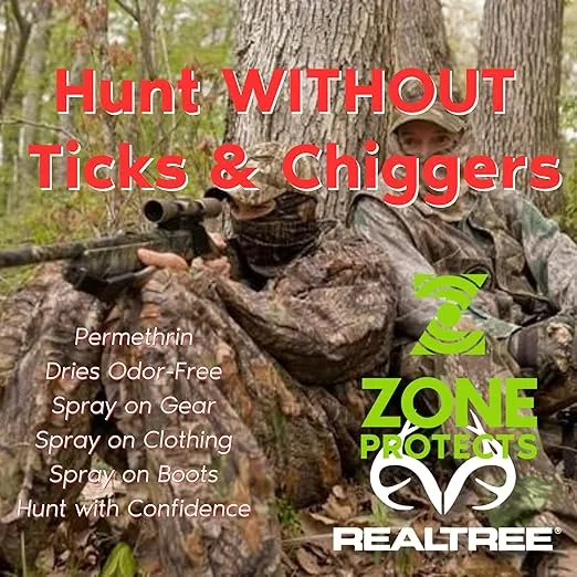 Zone Realtree Outfitters Permethrin Insecticide Spray and Refill Bundle - 32oz Spray and 32oz Refill, Controls Ticks, Mosquitoes, Chiggers on Clothing, Boots, and Gear
