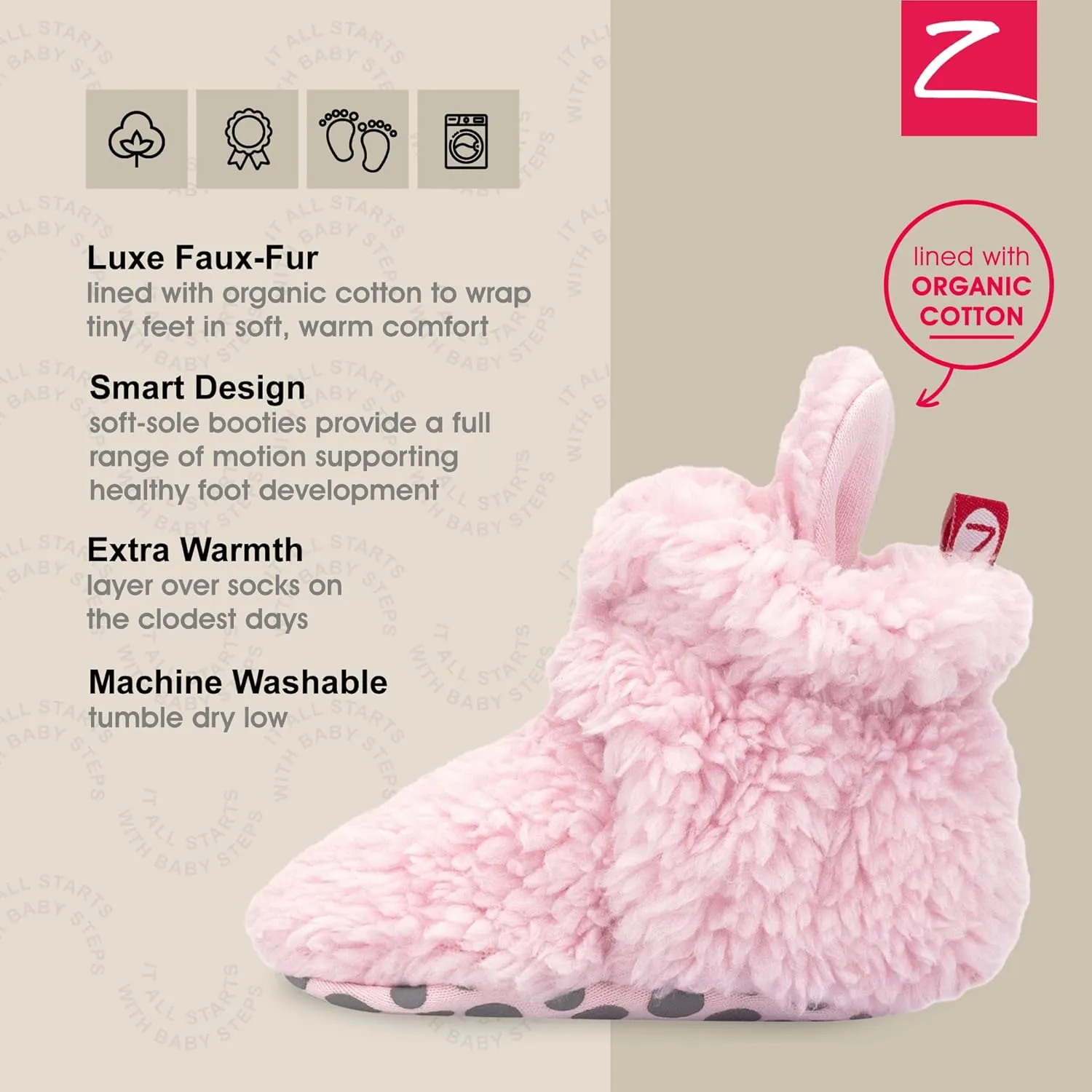 Zutano Unisex Furry Baby Booties with Grippers, Organic Cotton Lining, Baby Registry Must Haves